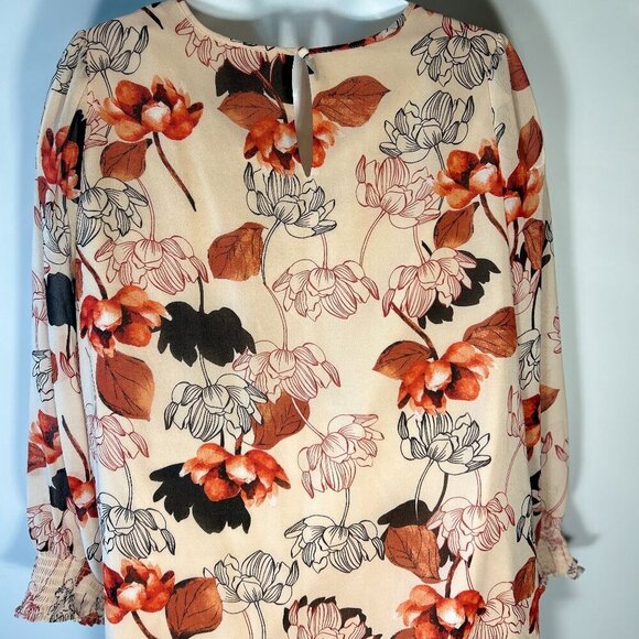 Ava & Viv SZ 16  Flowy Floral Long Sleeve Top Feminine Artsy Modern Office Dress - Picture 4 of 8